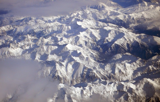 Imatge dels Pirineus des del cel al hivern