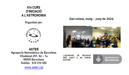 CURS D’INICIACIÓ A L’ASTRONOMIA