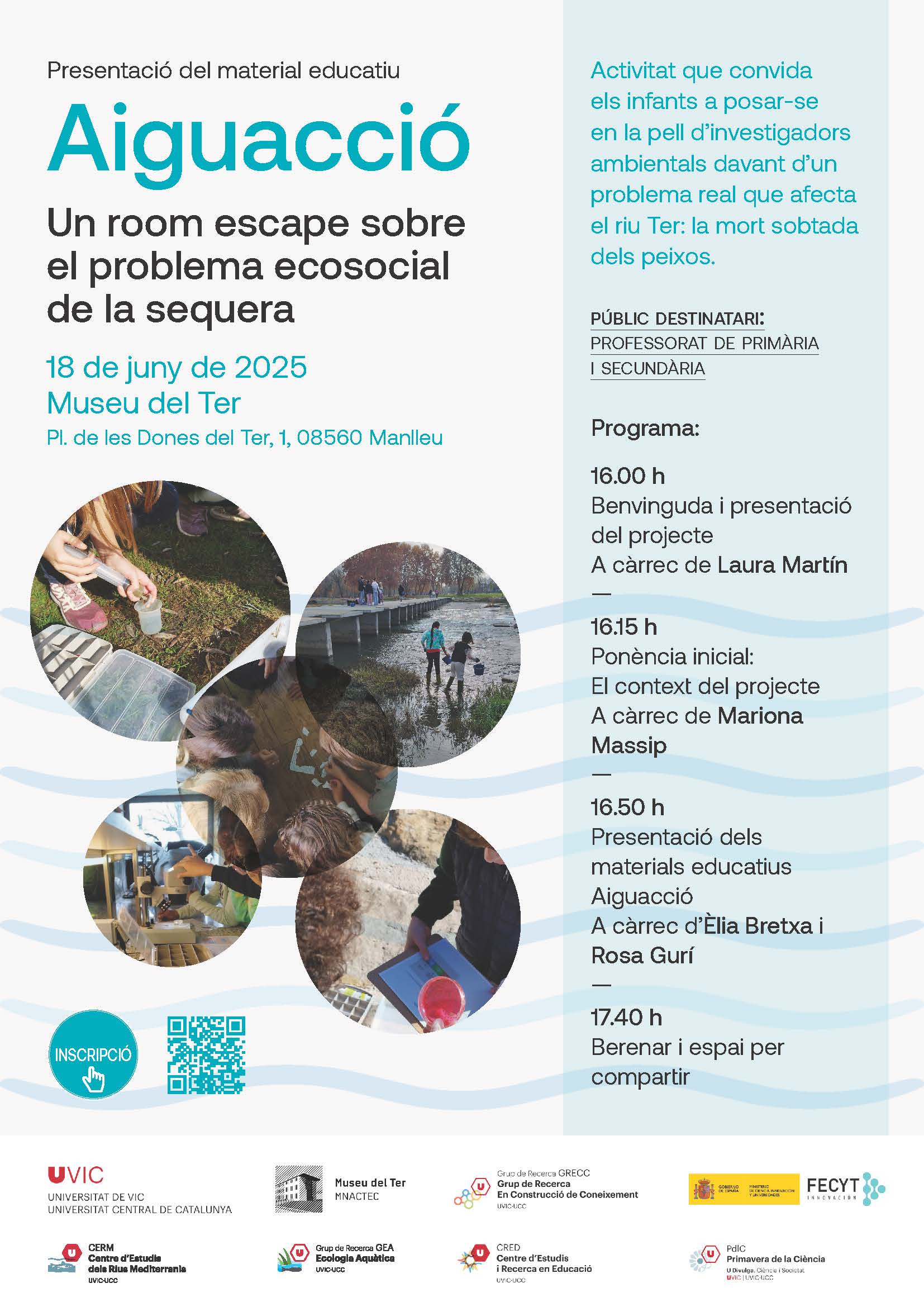 Presentació del material educatiu del projecte "Aiguacció": un room escape sobre el problema ecosocial de la sequera